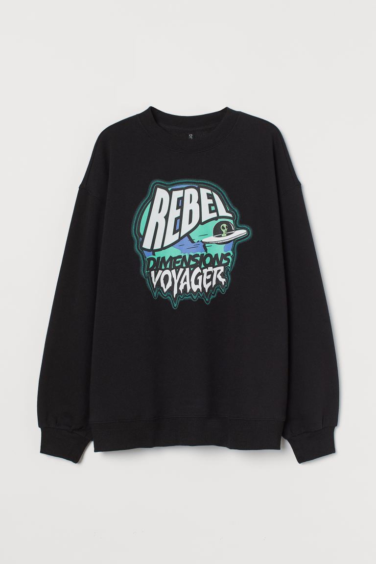 H&M_오버사이즈 스웨트셔츠 블랙 rebel
