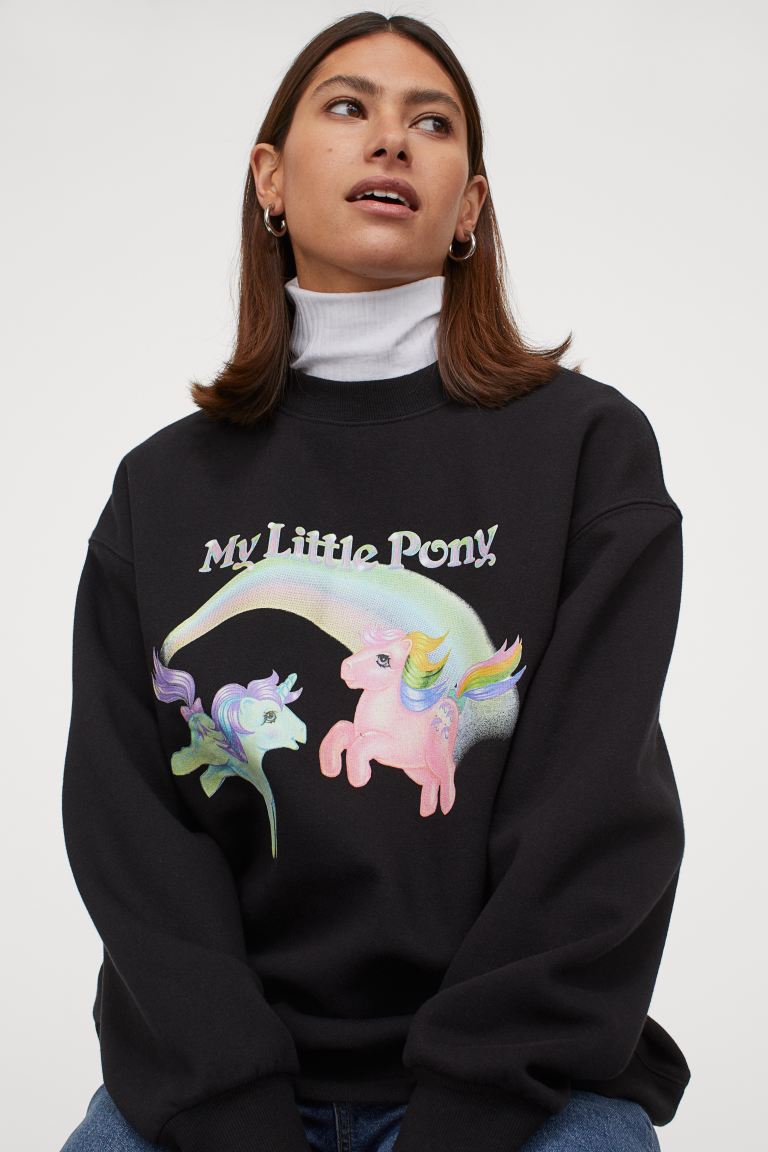 H&M_오버사이즈 프린트 스웨트셔츠