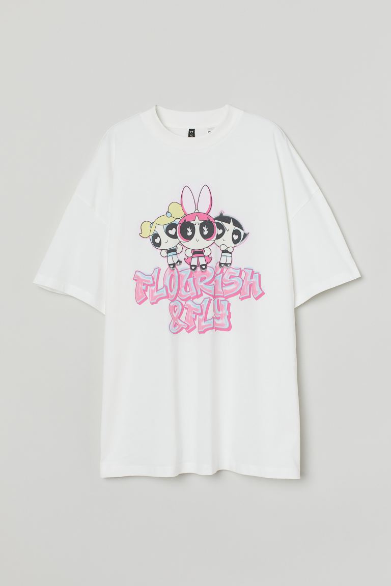 H&M_오버사이즈 프린트 티셔츠