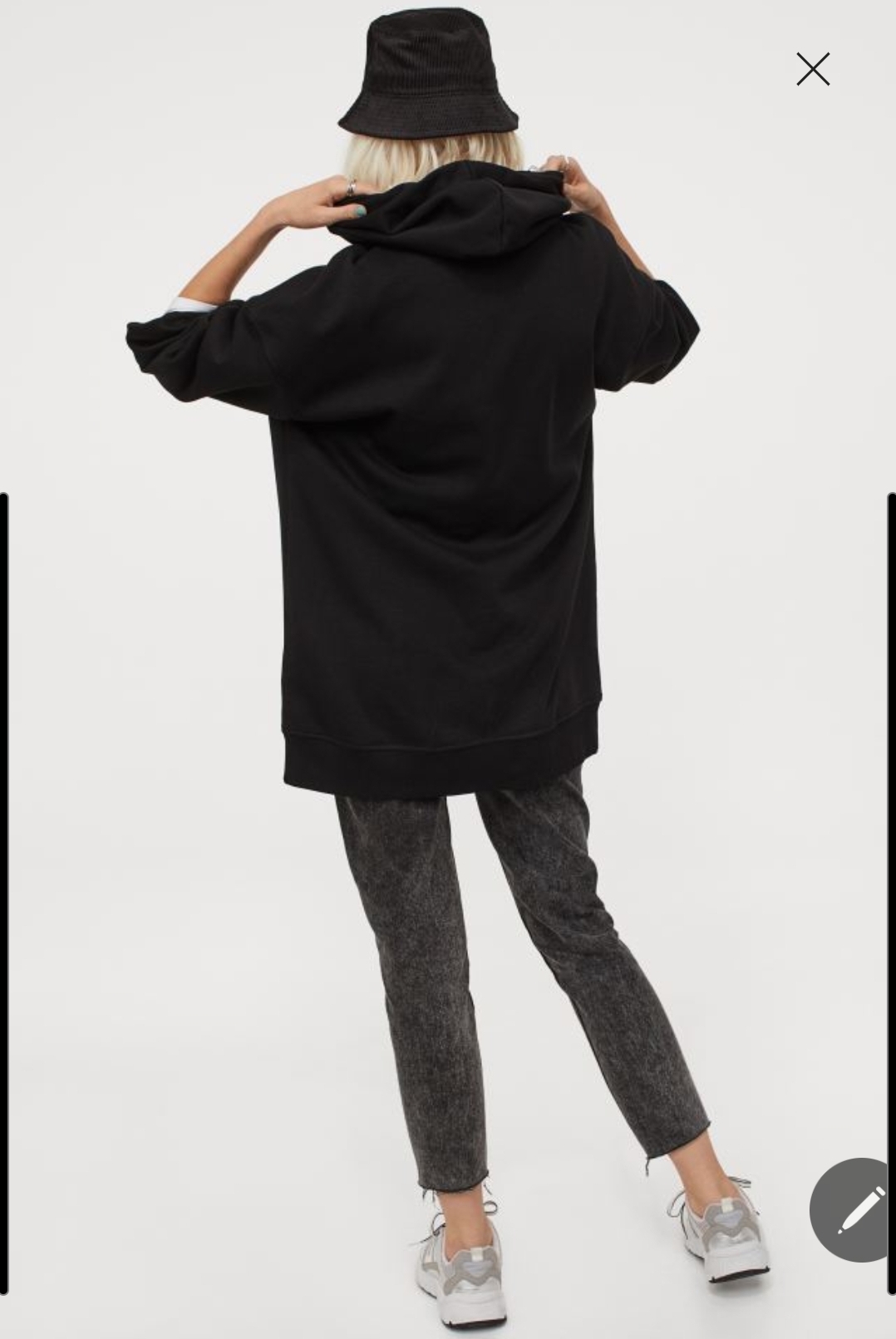 H&M_오버사이즈 후드티 블랙 저스틴비버
