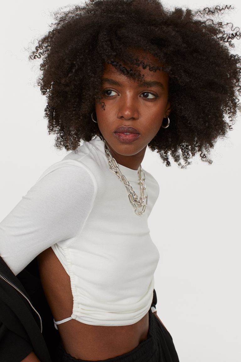 H&M_오픈백 탑 화이트