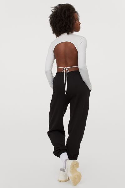 H&M_오픈백 탑 화이트