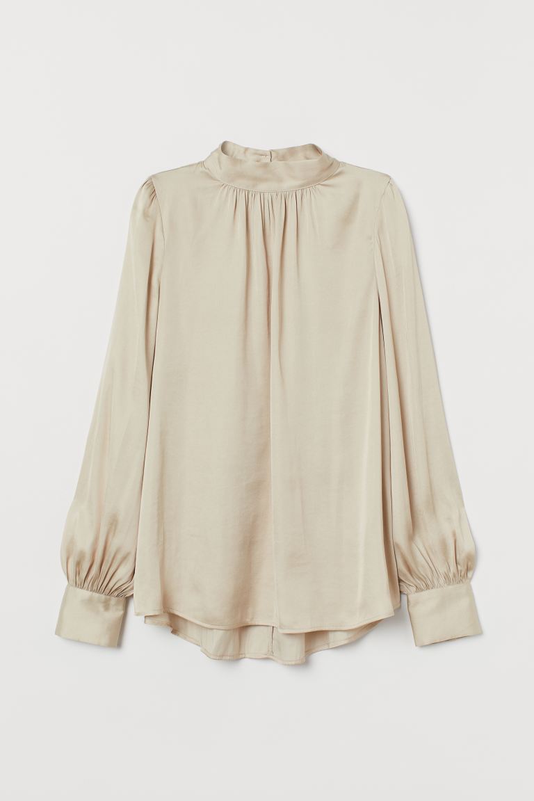 H&M_와이드 블라우스 라이트베이지