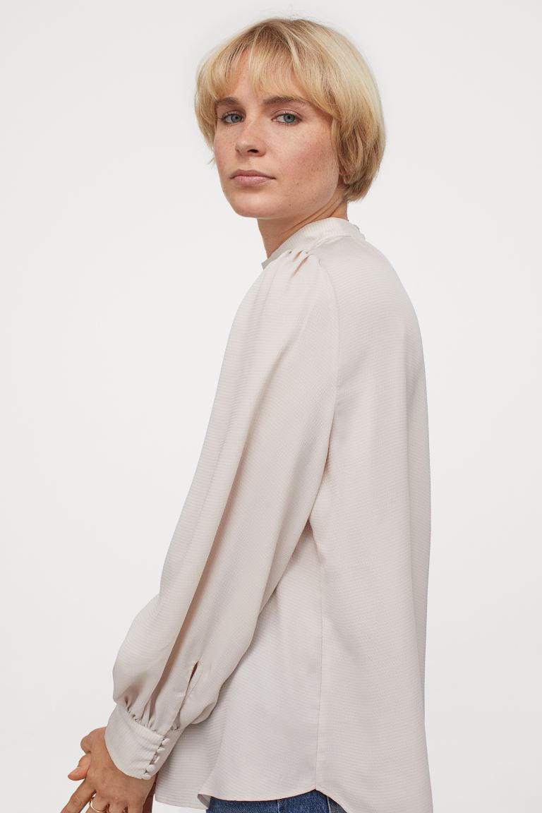 H&M_와이드 블라우스 라이트베이지