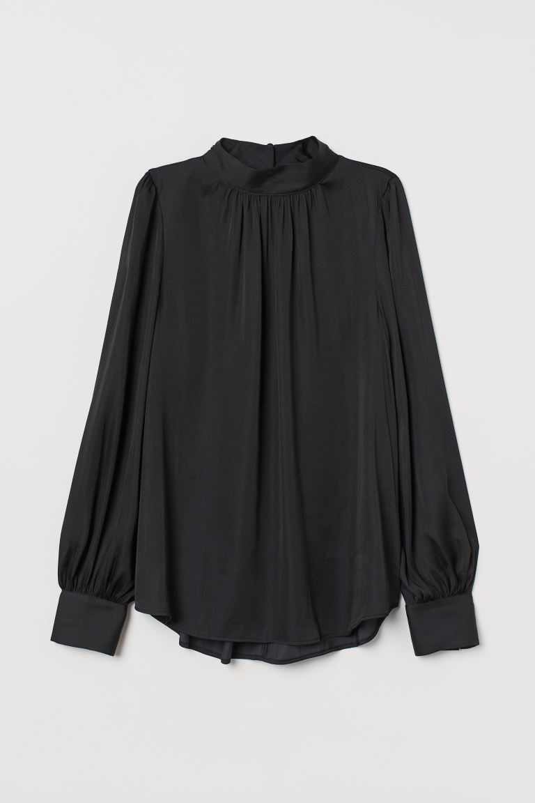 H&M_와이드 블라우스 블랙