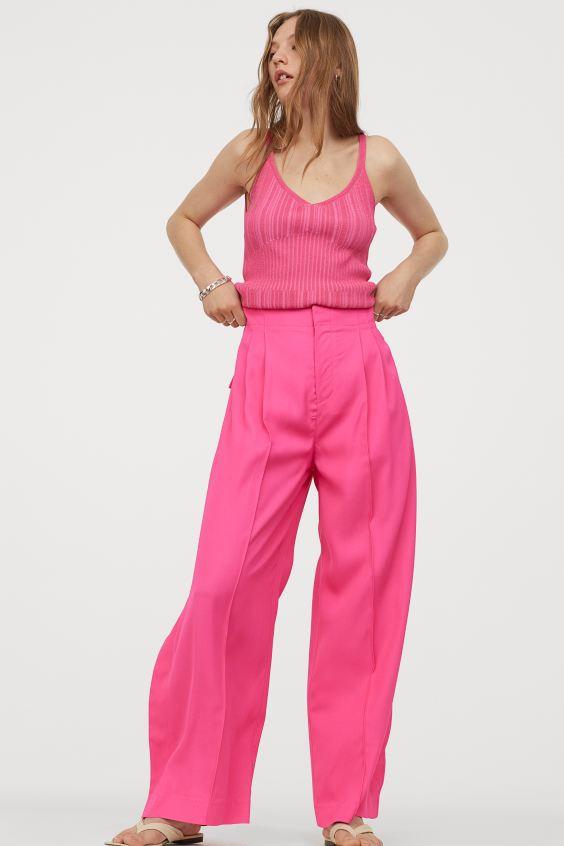 H&M_와이드 수트 팬츠 체리
