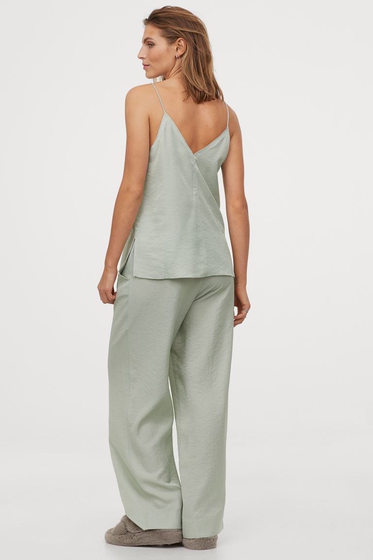 H&M_와이드 팬츠 라이트 그린