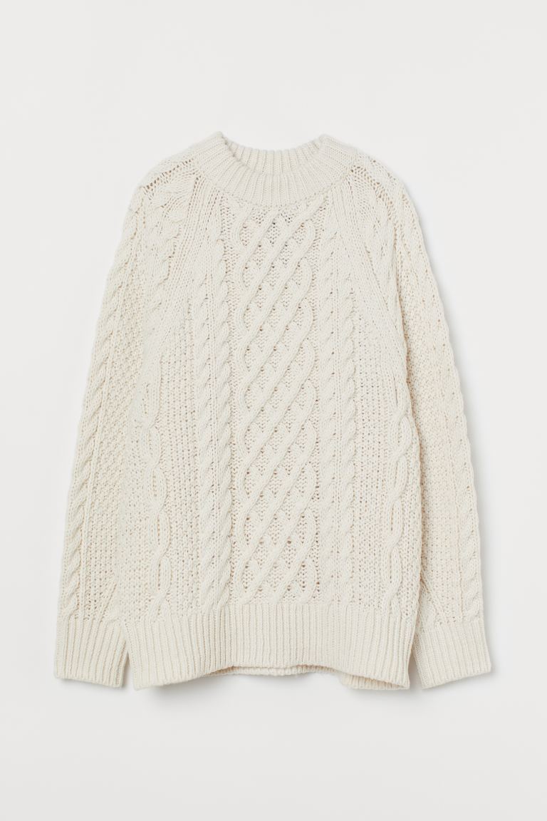 H&M_울 블렌드 케이블 니트 스웨터 크림