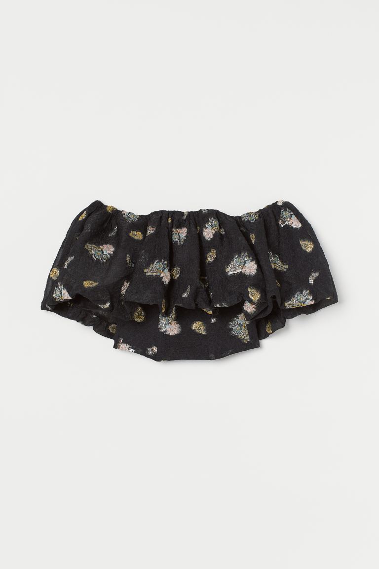 H&M_자카드 패턴 탑 블랙 패턴