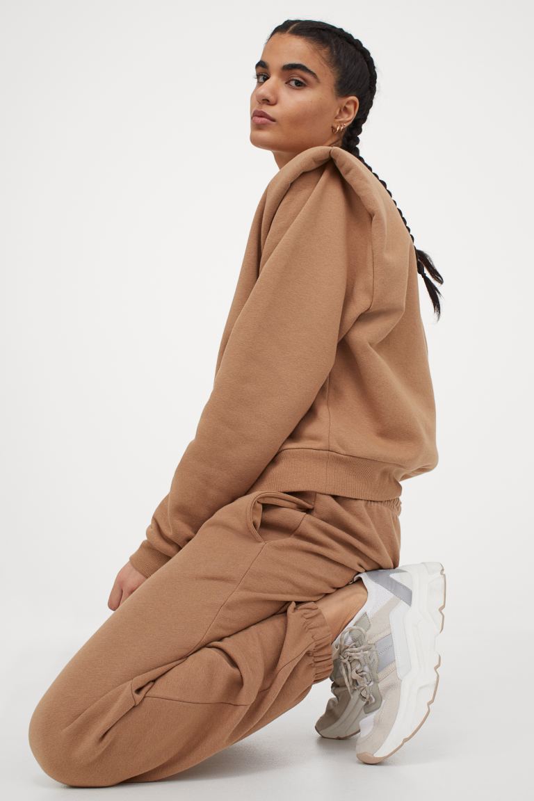 H&M_조거 팬츠 다크 베이지
