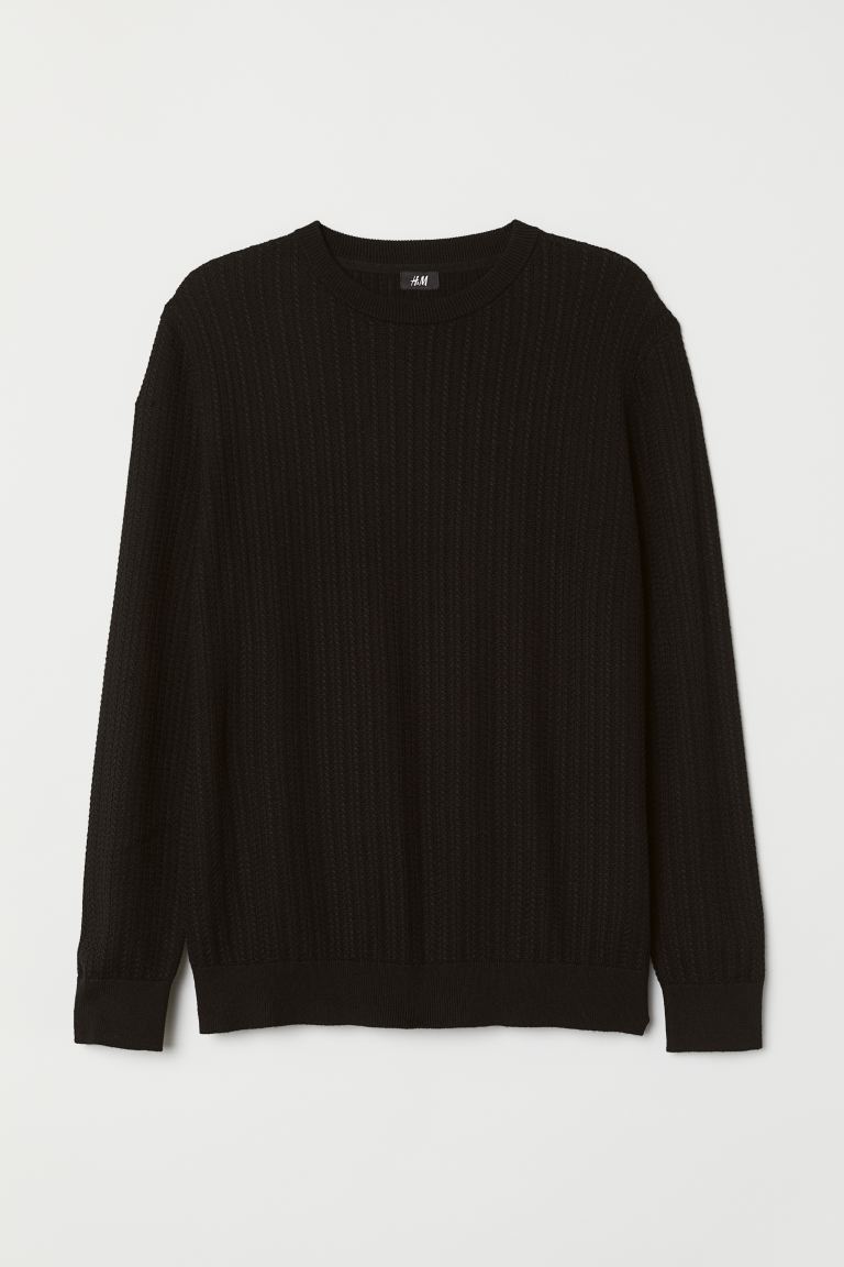 H&M_케이블 니트 스웨터 블랙