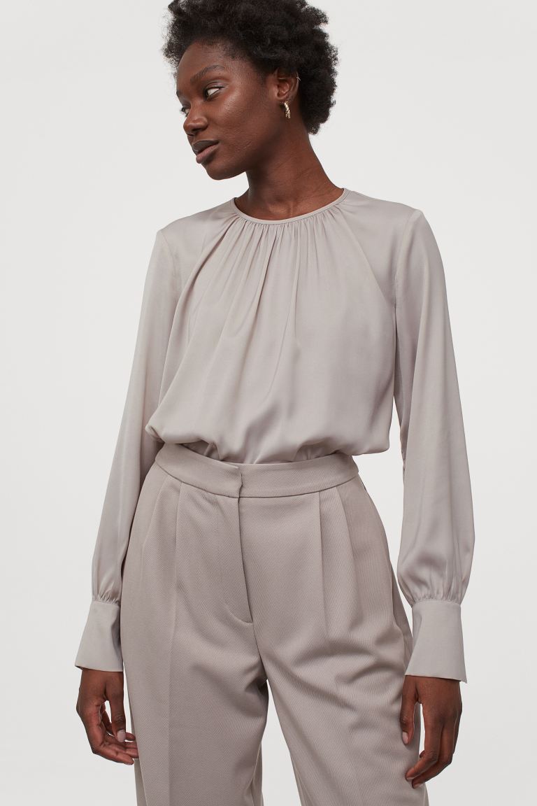 H&M_크레이프 블라우스 그레이지
