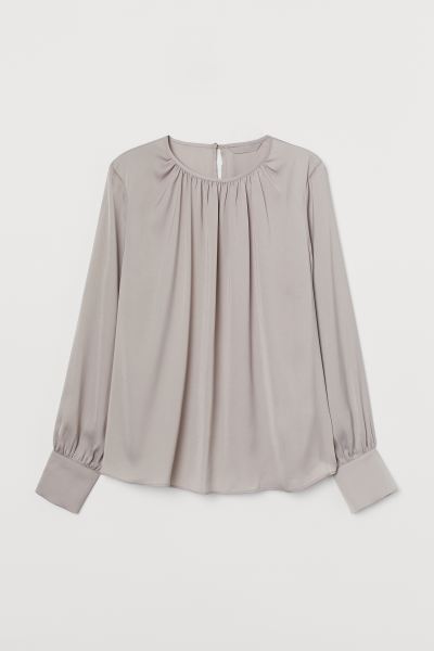 H&M_크레이프 블라우스 그레이지