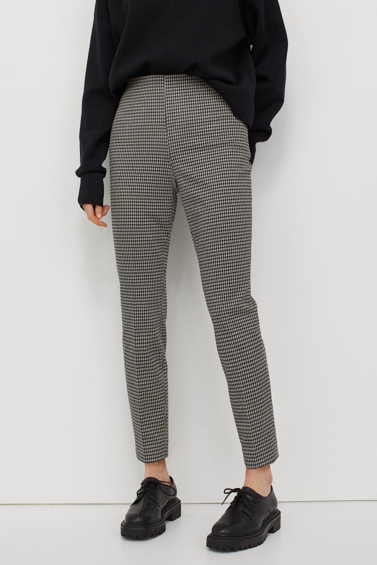H&M_테일러드 팬츠 블랙 하운드투스 패턴