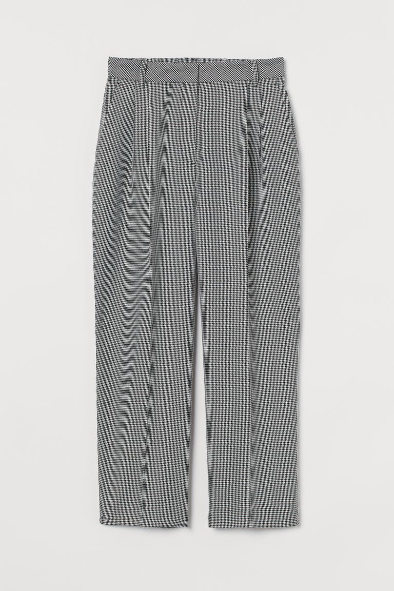 H&M_테일러드 팬츠 블랙 하운드투스 패턴