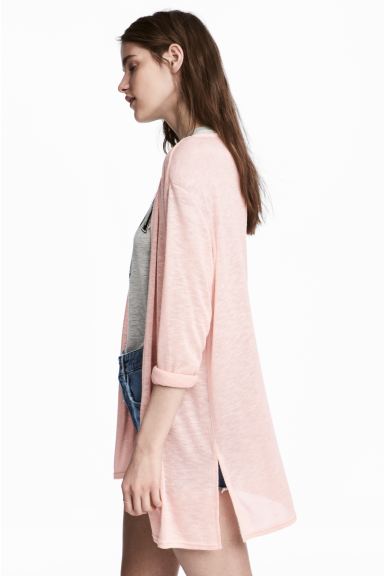 H&M_파인니트 가디건 파우더 핑크