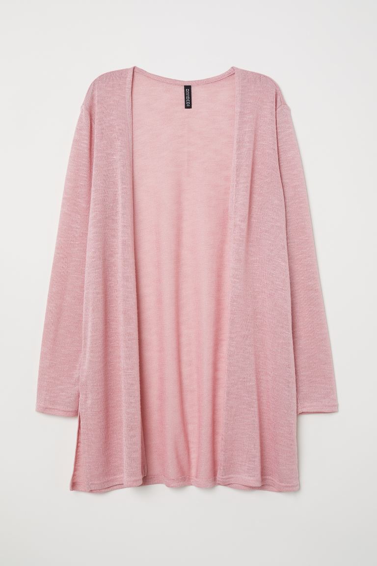 H&M_파인니트 가디건 파우더 핑크