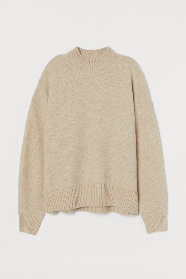 H&M_파인니트 터틀넥 스웨터 라이트 베이지