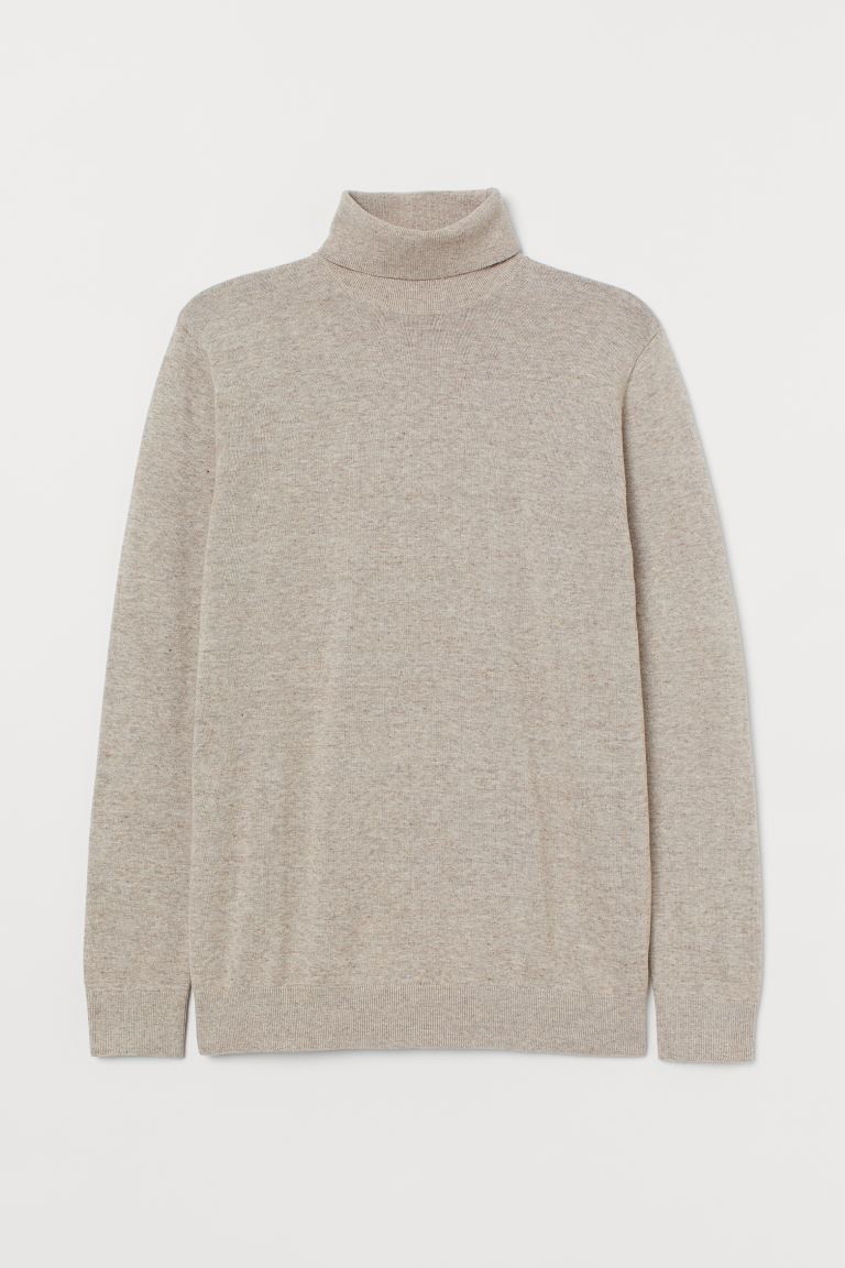 H&M_파인니트 터틀넥 스웨터 라이트 베이지