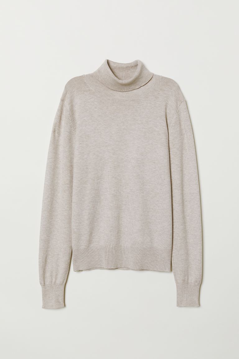 H&M_파인니트 터틀넥 스웨터 라이트 베이지