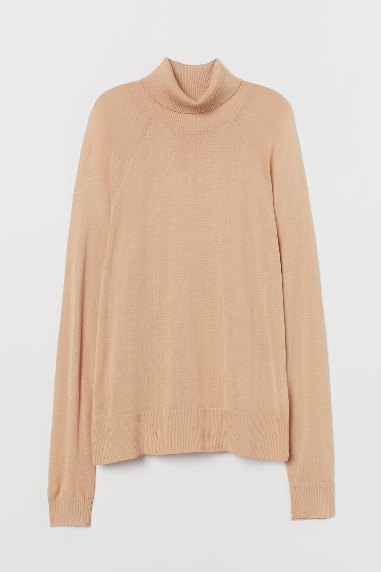 H&M_파인니트 터틀넥 스웨터 라이트 베이지