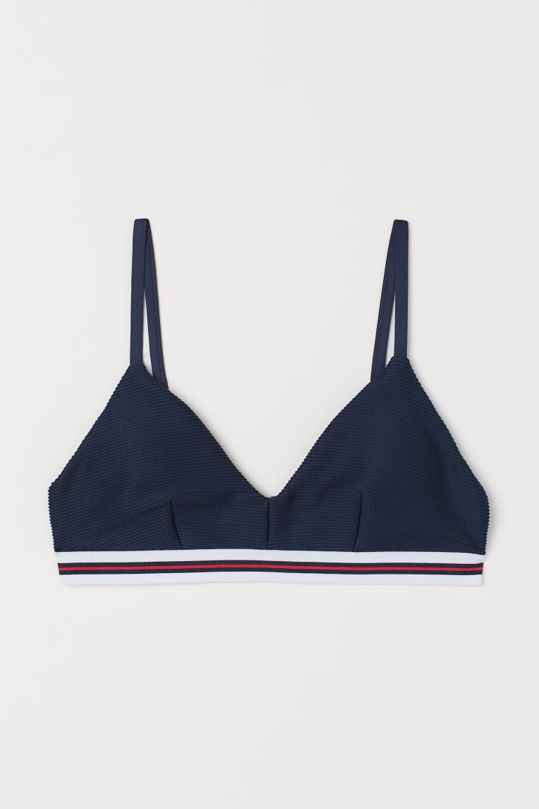 H&M_패드컵 비키니 상의 네이비 블루