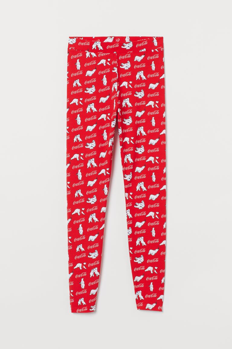 H&M_패턴 레깅스 레드 코카콜라