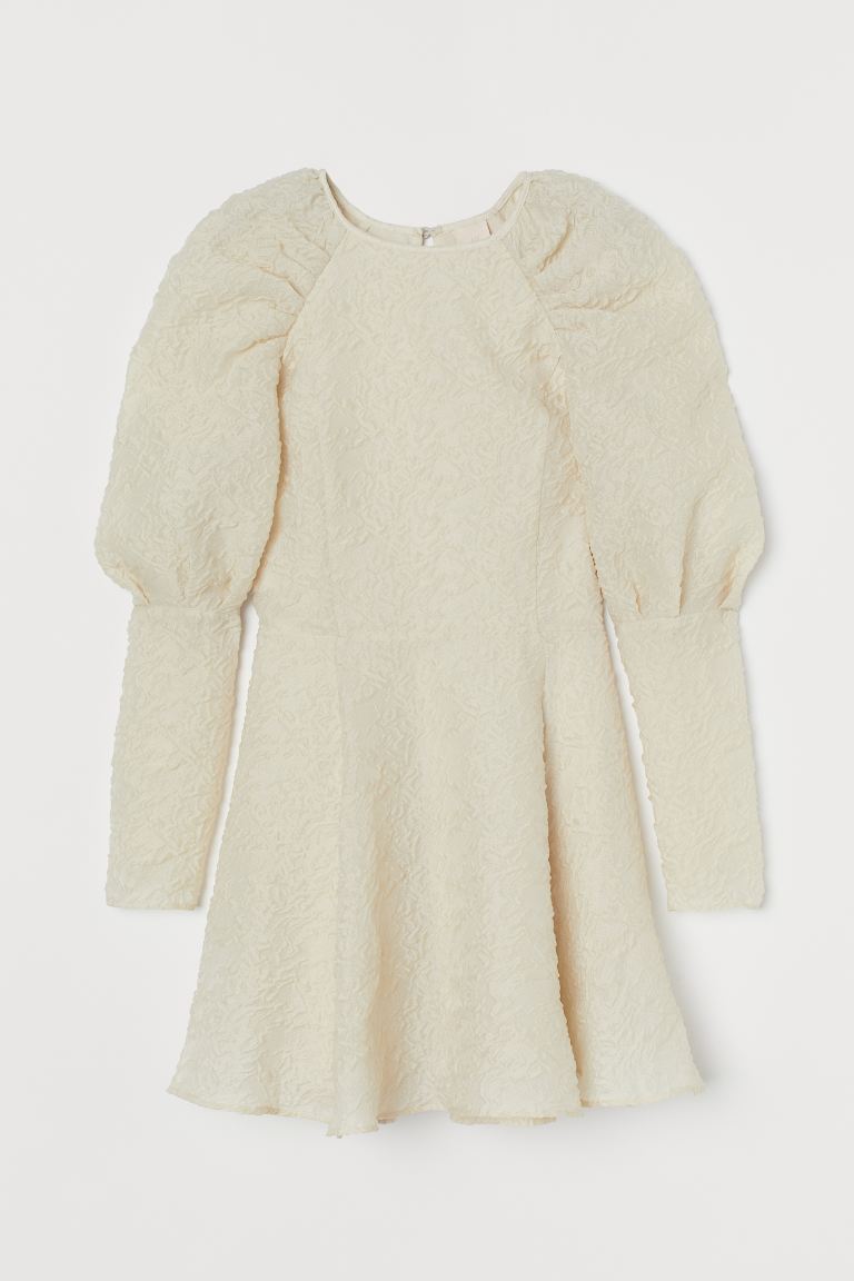 H&M_퍼프 슬리브 드레스 크림