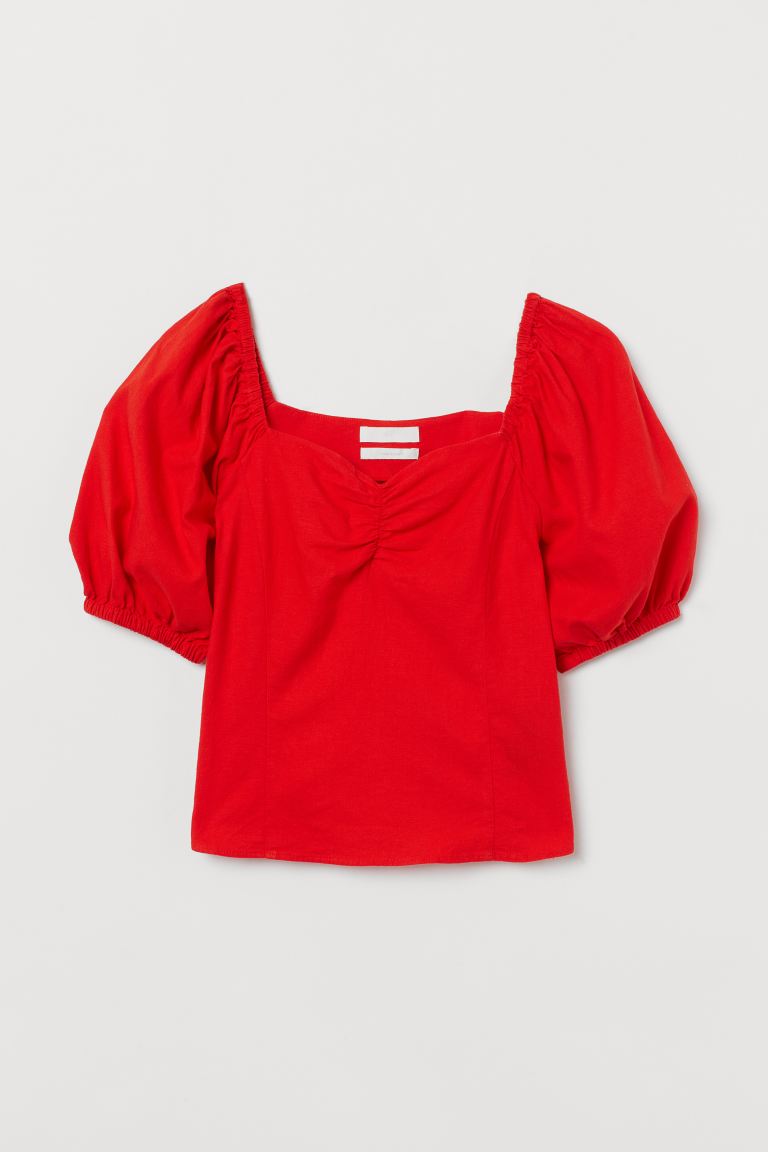 H&M_퍼프 슬리브 블라우스