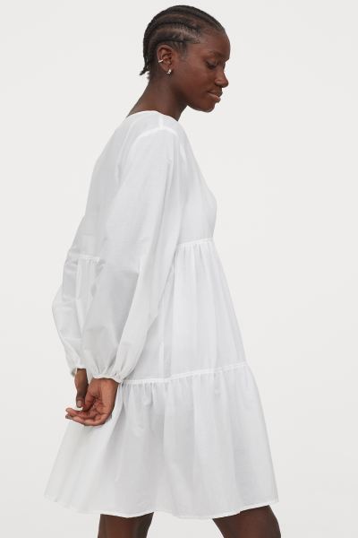 H&M_포플린 비치 드레스 화이트 thumbnail