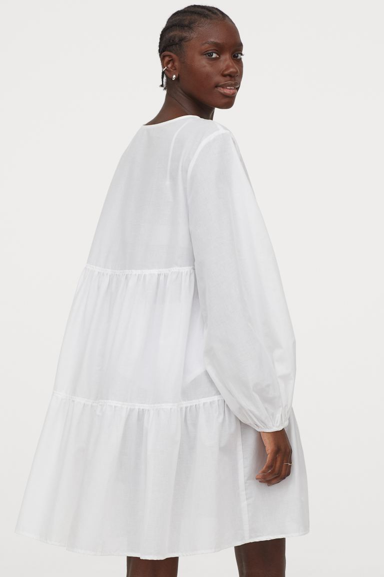 H&M_포플린 비치 드레스 화이트 thumbnail