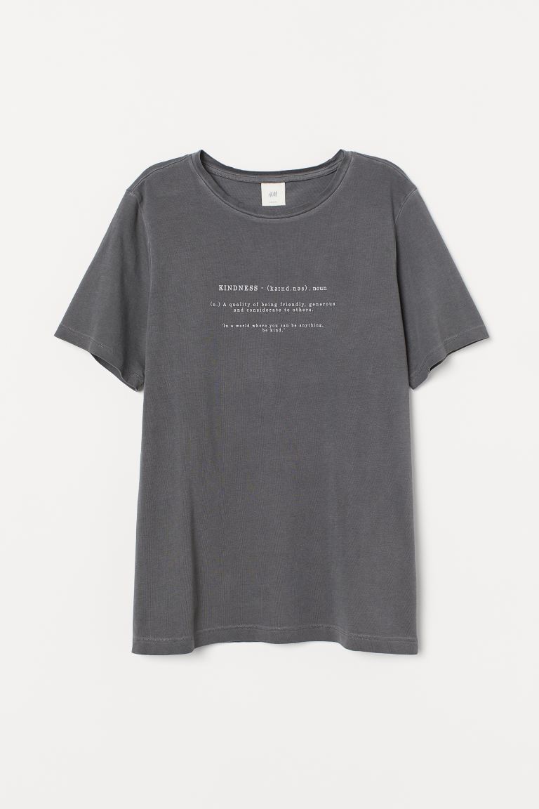 H&M_프린트 티셔츠 다크 그레이