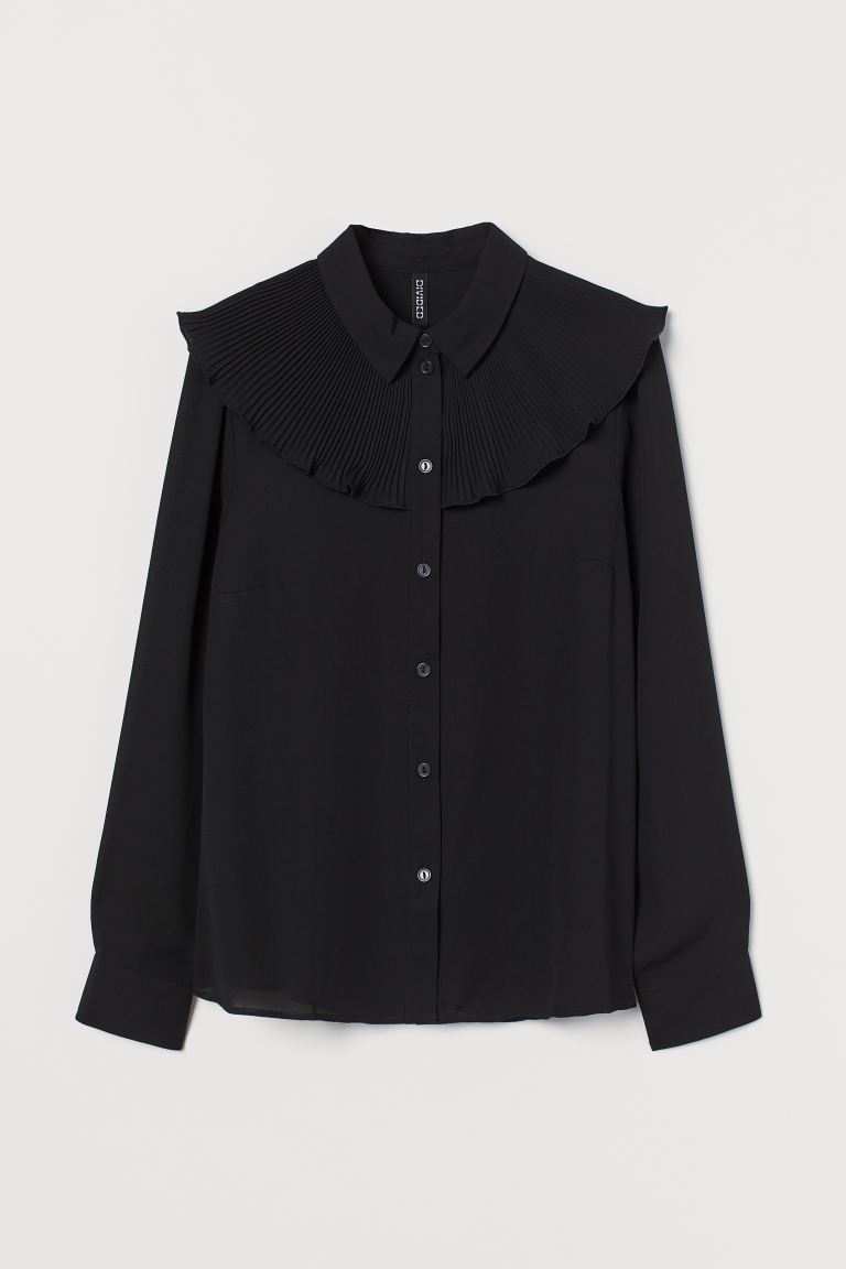H&M_플리츠 레이어 셔츠 블랙