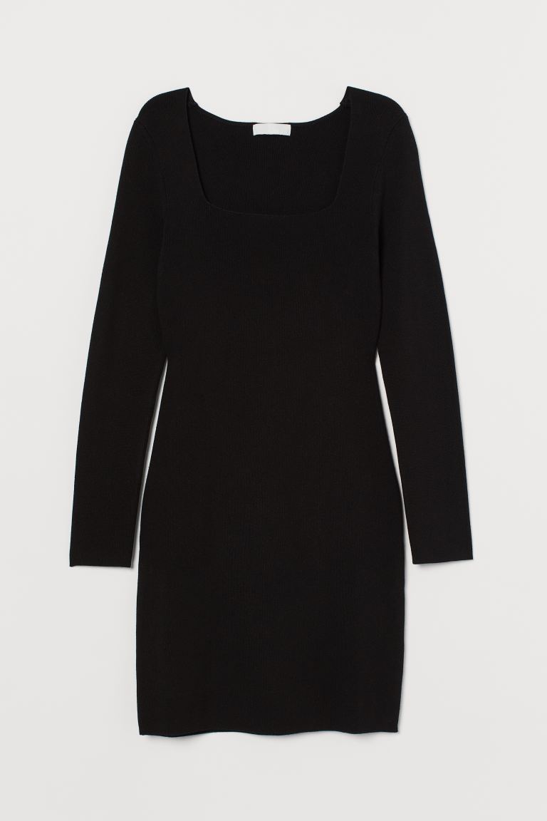 H&M_피티드 드레스 블랙