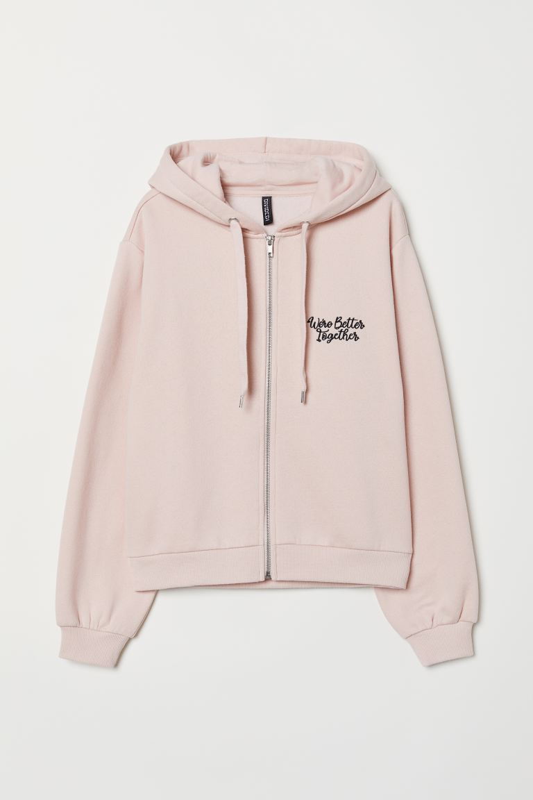 H&M_후드 재킷 파우더 핑크