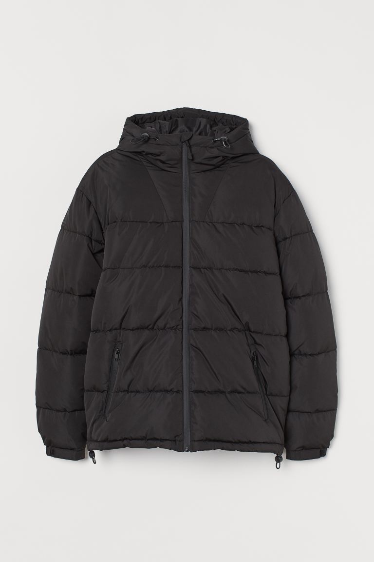 H&M_후드 퍼프 재킷 블랙