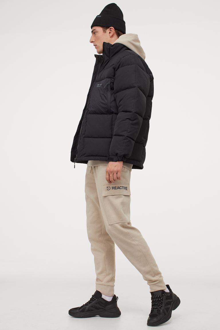 H&M_후드 퍼프 재킷 블랙