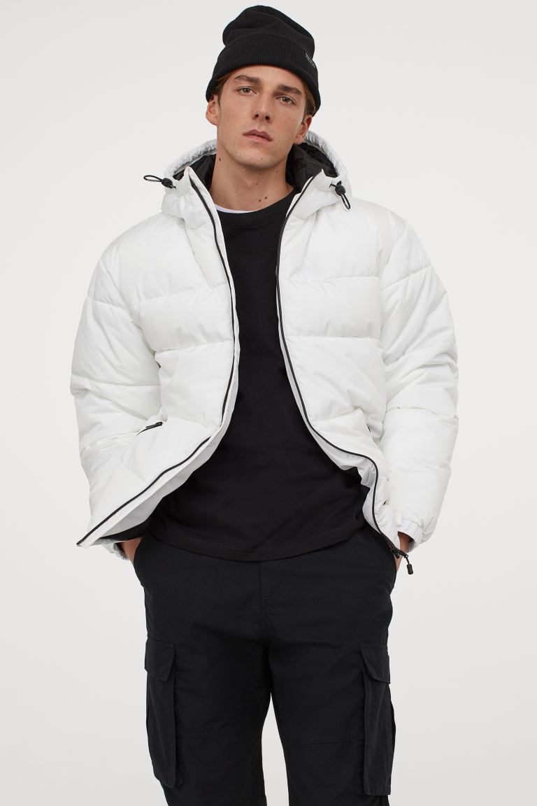 H&M_후드 퍼프 재킷 화이트