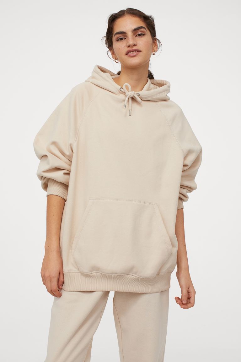 H&M_후드티 라이트 베이지