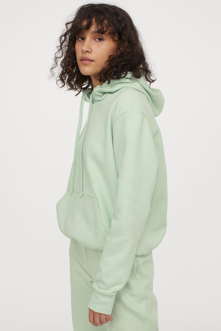 H&M_후드티 민트그린