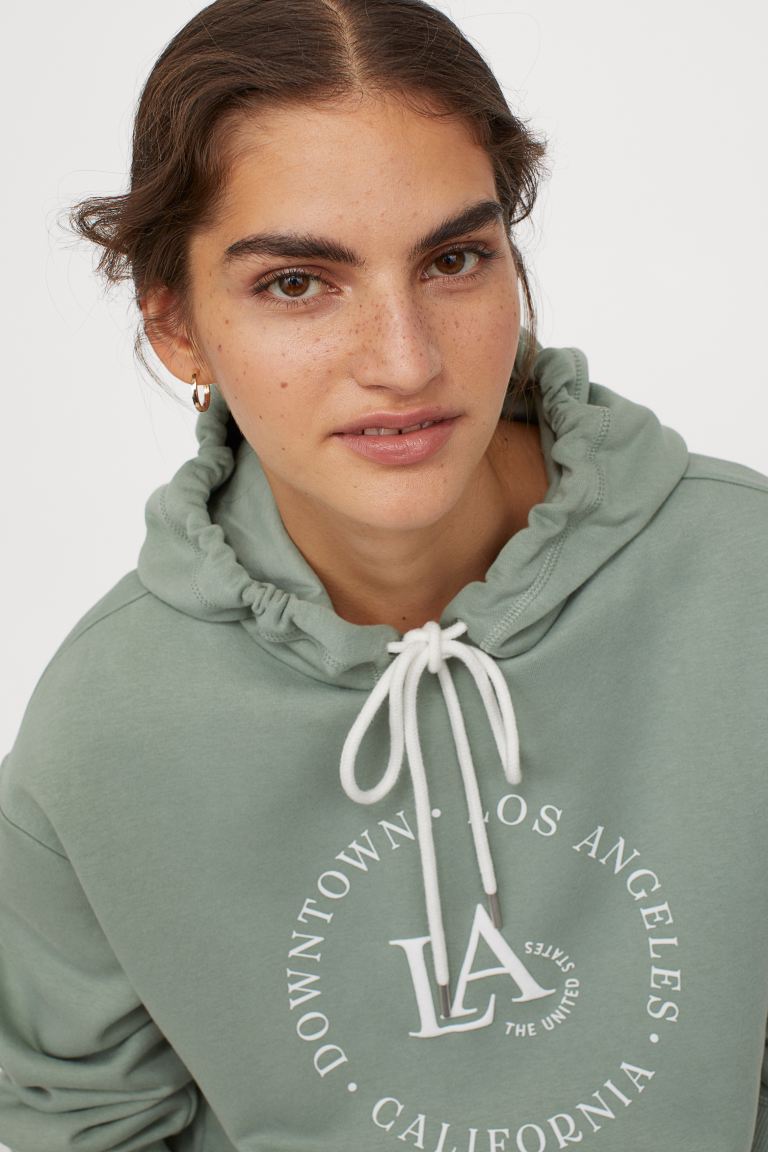 H&M_후드티 세이지 그린 la
