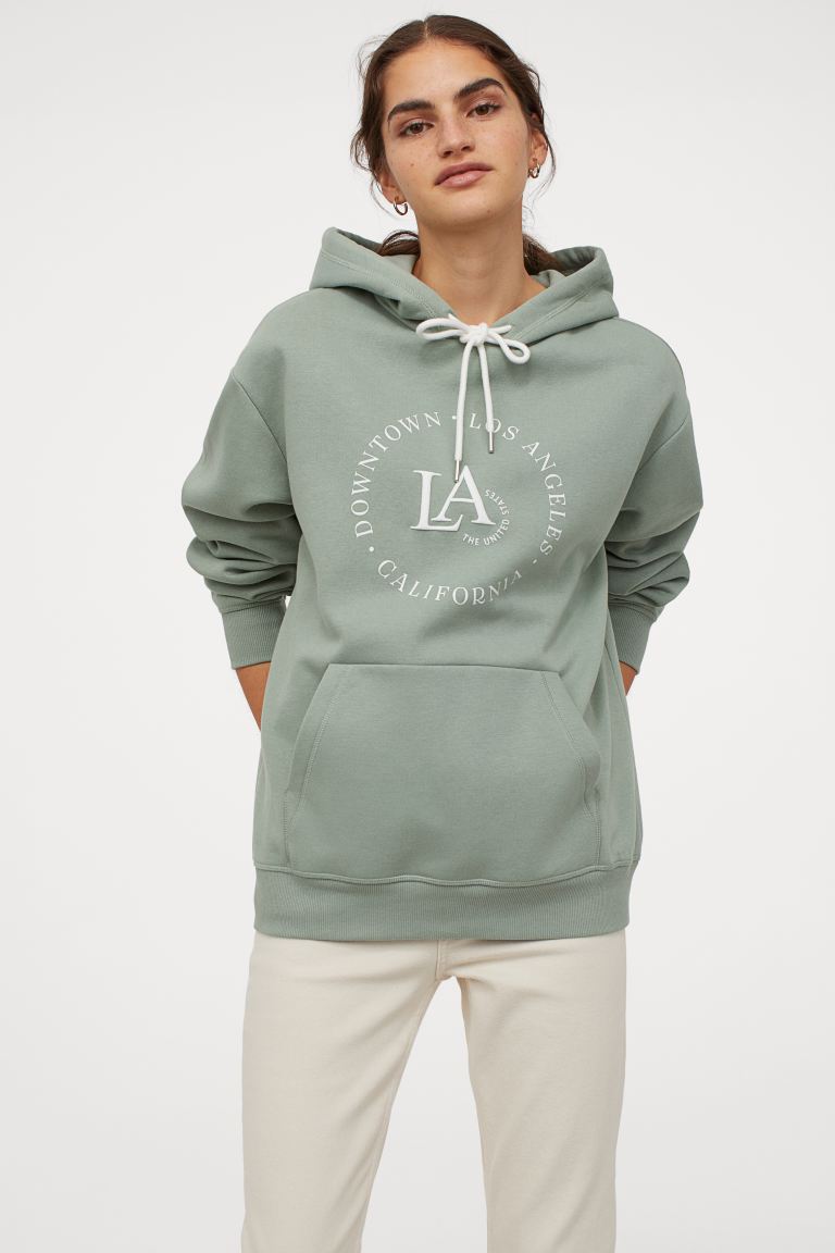H&M_후드티 세이지 그린 la