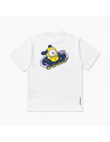 라인프렌즈_BT21 CHIMMY 스페이스 와펜 화이트 반팔 티셔츠