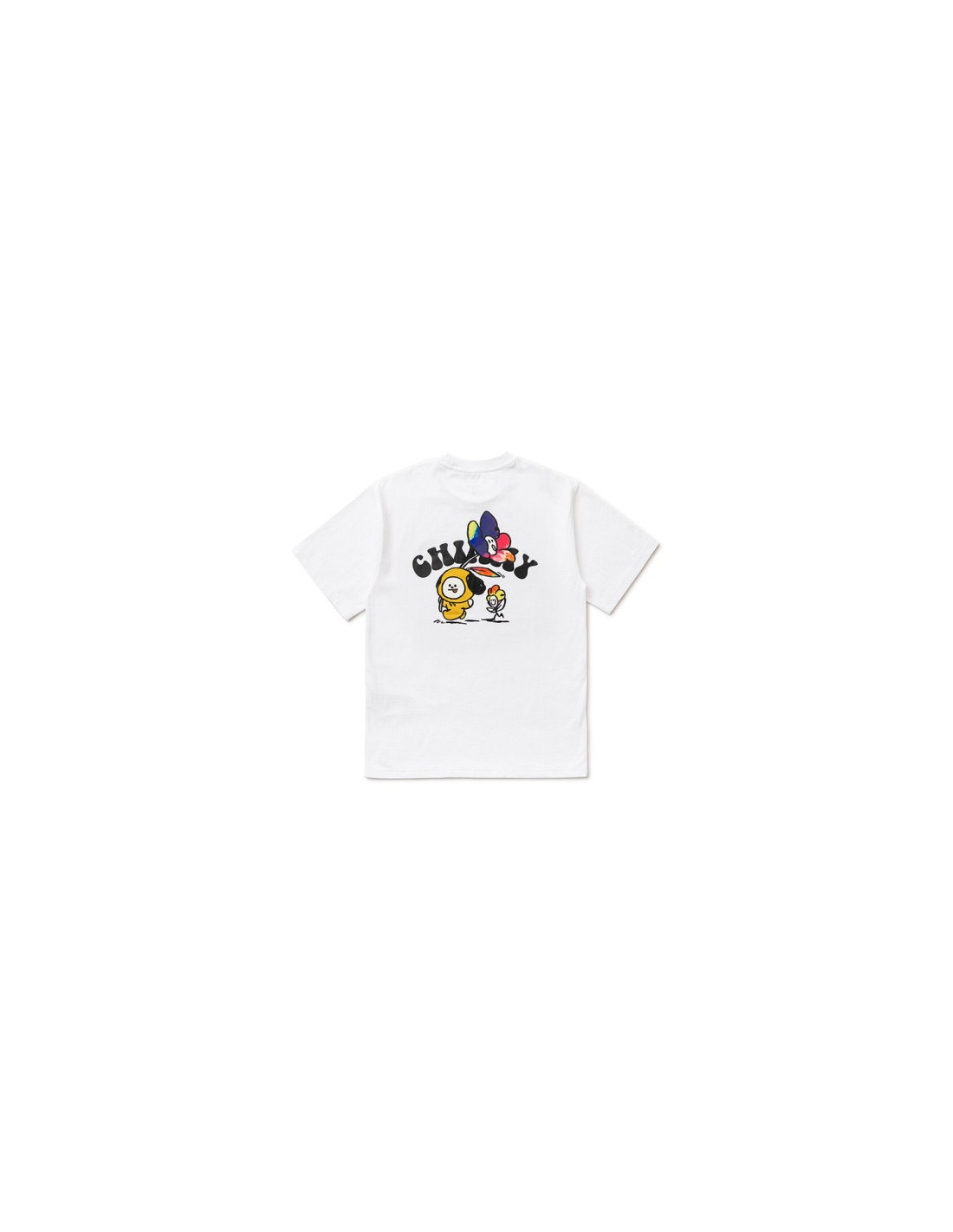 라인프렌즈_BT21 CHIMMY 플라워 화이트 반팔 티셔츠