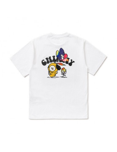 라인프렌즈_BT21 CHIMMY 플라워 화이트 반팔 티셔츠