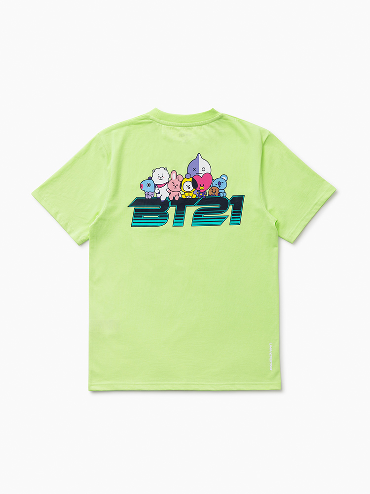 라인프렌즈_BT21 SHOOKY 스페이스 와펜 라임 반팔 티셔츠