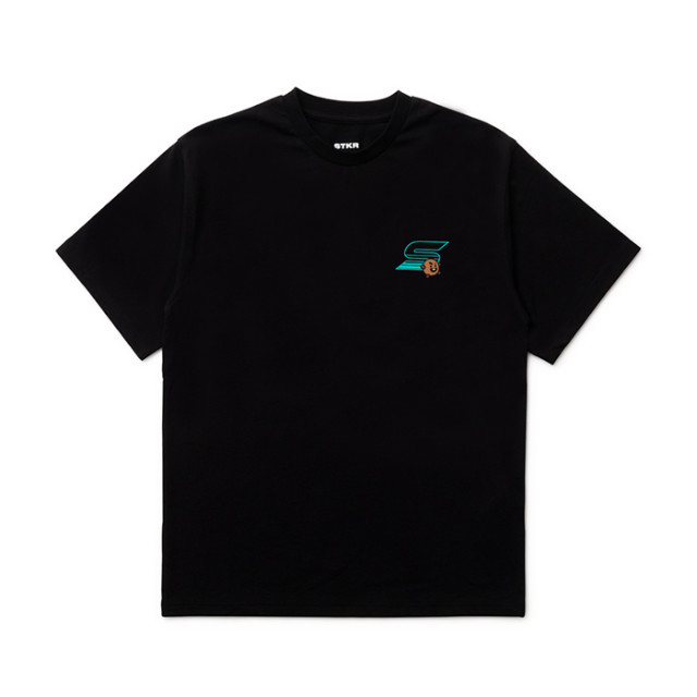 라인프렌즈_BT21 SHOOKY 스페이스 와펜 블랙 반팔 티셔츠