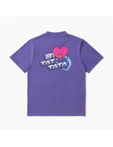 라인프렌즈_BT21 TATA 스페이스 와펜 퍼플 반팔 티셔츠