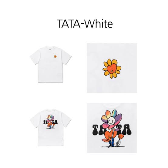 라인프렌즈_BT21 TATA 플라워 화이트 반팔 티셔츠 thumbnail