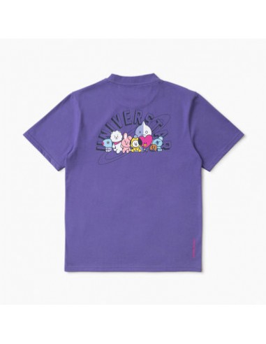 라인프렌즈_BT21 스페이스 와펜 퍼플 반팔 티셔츠